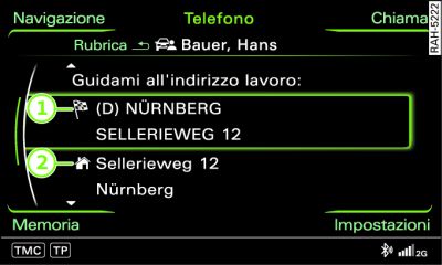 Selezione della destinazione di navigazione